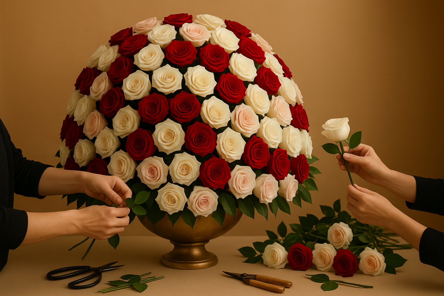 Dubai Majesty bouquet creation process