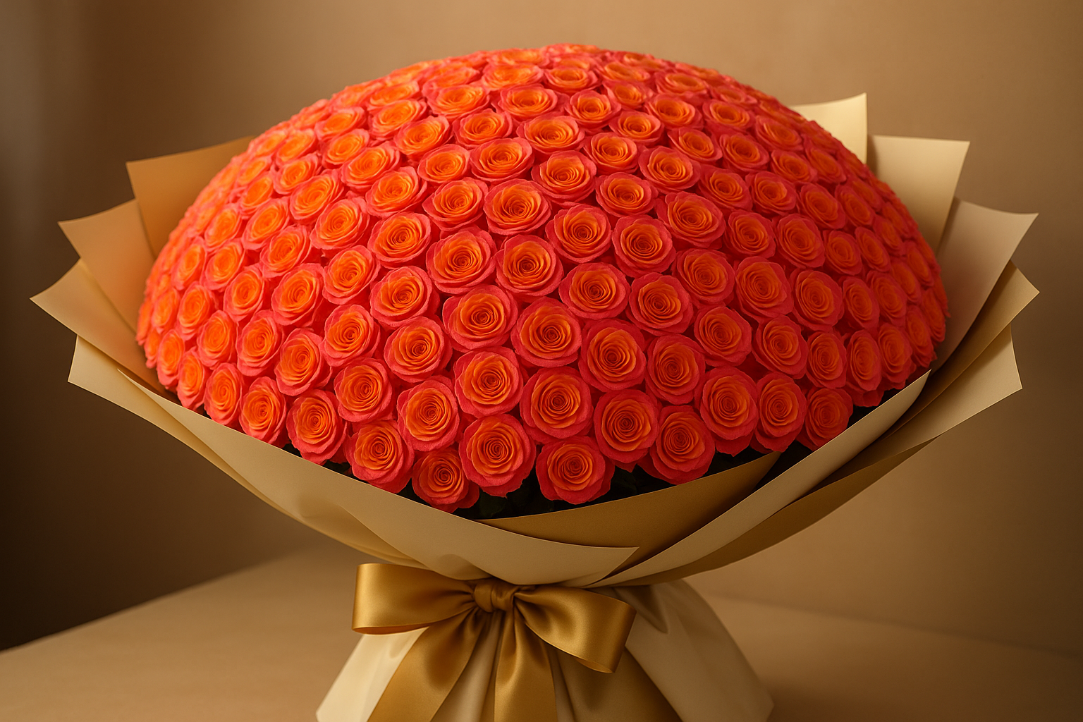 Dubai Sunset bouquet - side view with luxury wrapping