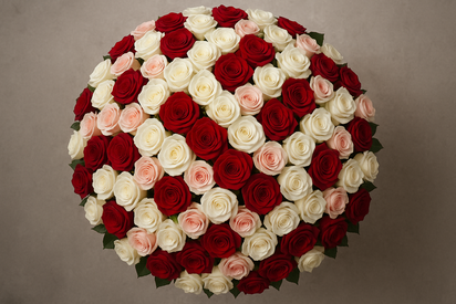 Dubai Majesty bouquet - aerial view showing rose pattern