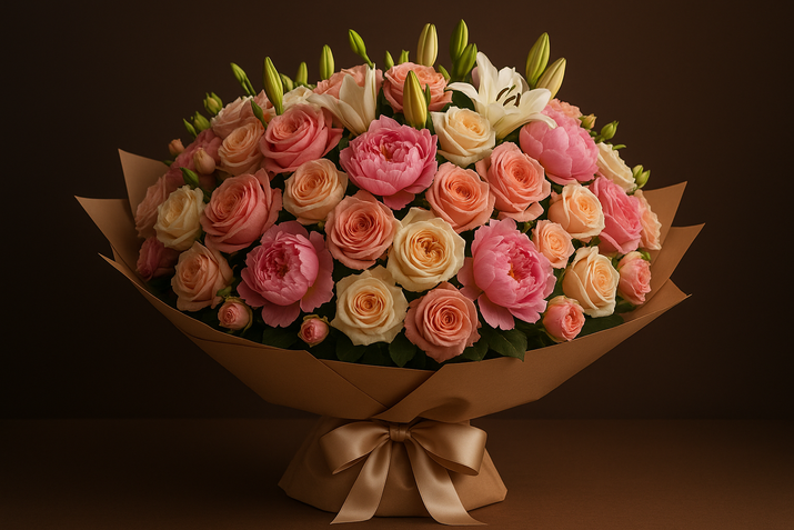 Dubai Garden bouquet - side angle with elegant wrapping